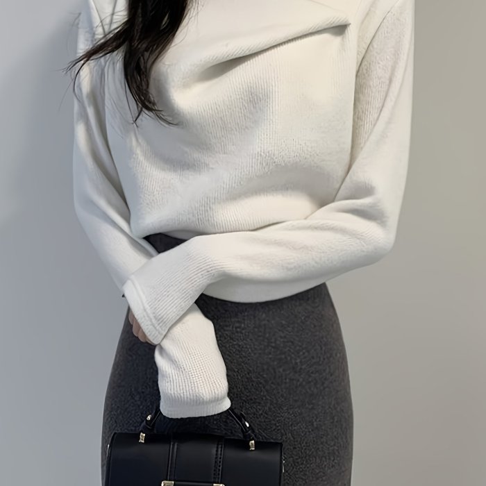 Women'S Elegant Asymmetrical Long Sleeve Top