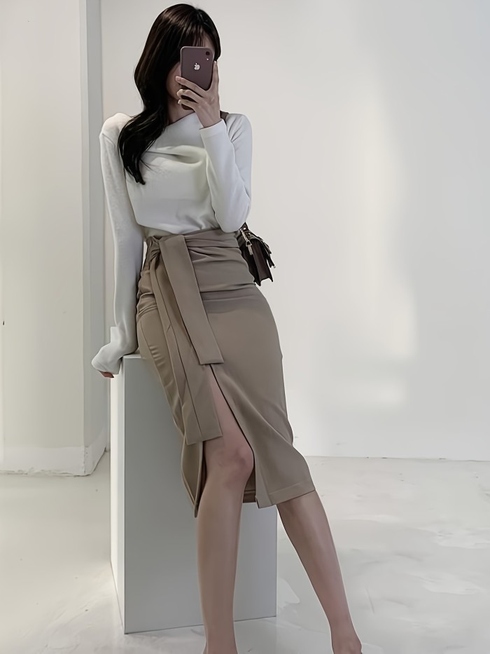 Women'S Elegant Asymmetrical Long Sleeve Top