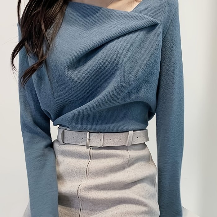 Women'S Elegant Asymmetrical Long Sleeve Top