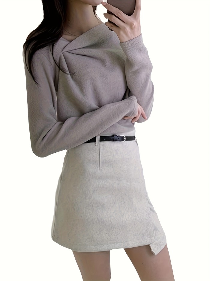 Women'S Elegant Asymmetrical Long Sleeve Top