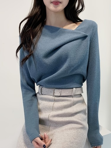 Women'S Elegant Asymmetrical Long Sleeve Top