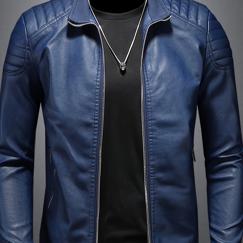 Men'S Trendy Casual Elegant Stand Collar Zipper Front Long Sleeves Jacket
