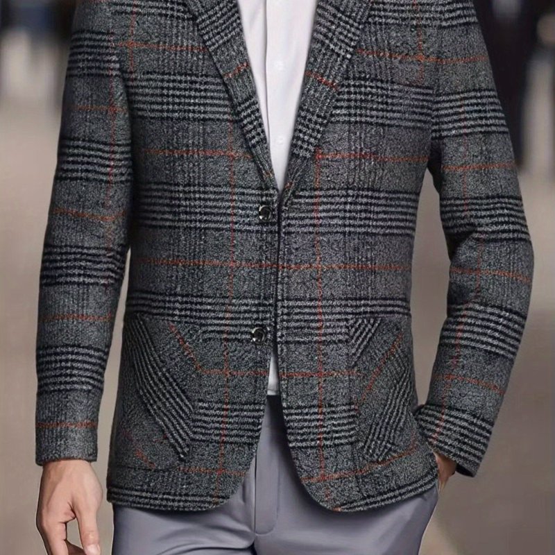 Men'S Slim Fit Striped Single-Breasted Casual Blazer Outerwear
