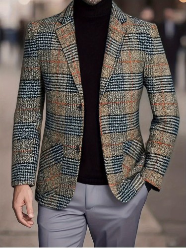 Men'S Slim Fit Striped Single-Breasted Casual Blazer Outerwear