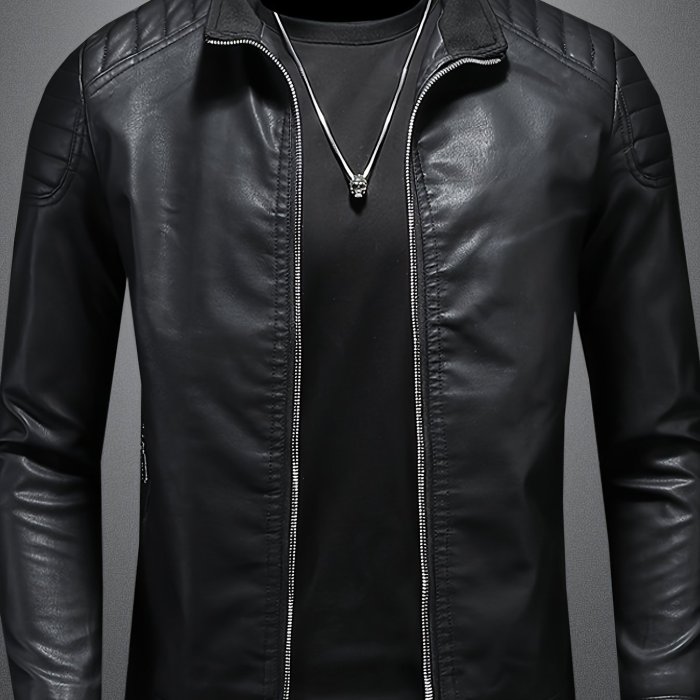 Men'S Trendy Casual Elegant Stand Collar Zipper Front Long Sleeves Jacket
