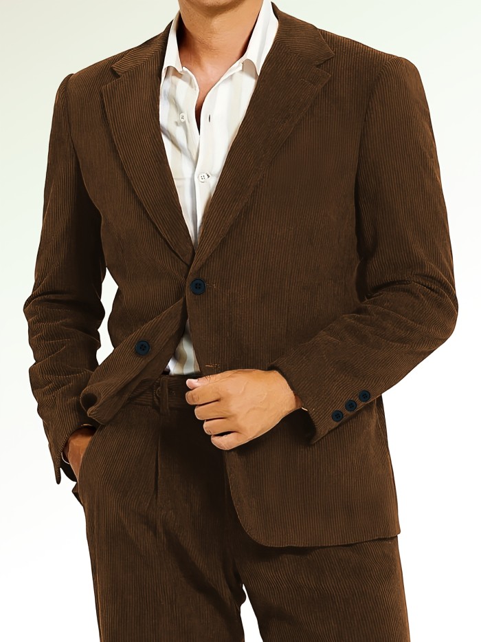 Stylish Brown Blazer Stylish Men's Brown Blazer | Business, Travel & Casual Jacket | Button Closure, Solid Color, Nonstretch Fabric