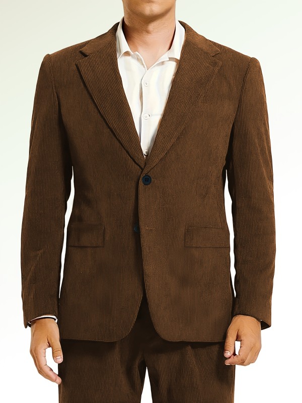 Stylish Brown Blazer Stylish Men's Brown Blazer | Business, Travel & Casual Jacket | Button Closure, Solid Color, Nonstretch Fabric