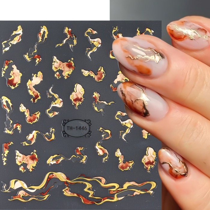 3D Marble Blue Wave Smoke Design Nail Art Stickers
