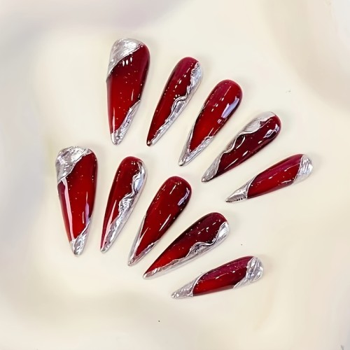 Ten Pieces of Pure Handmade Wearable Nails for Women, Full Coverage Nail Stickers