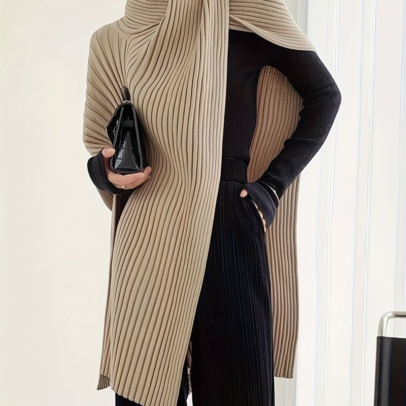 Women's French-Inspired Asymmetrical Poncho Scarf High Neck Winter Wrap Sweater
