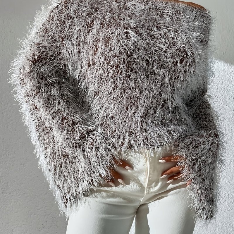 Women'S Sexy Off-the-Shoulder Long Sleeve Chic Pullover Sweater