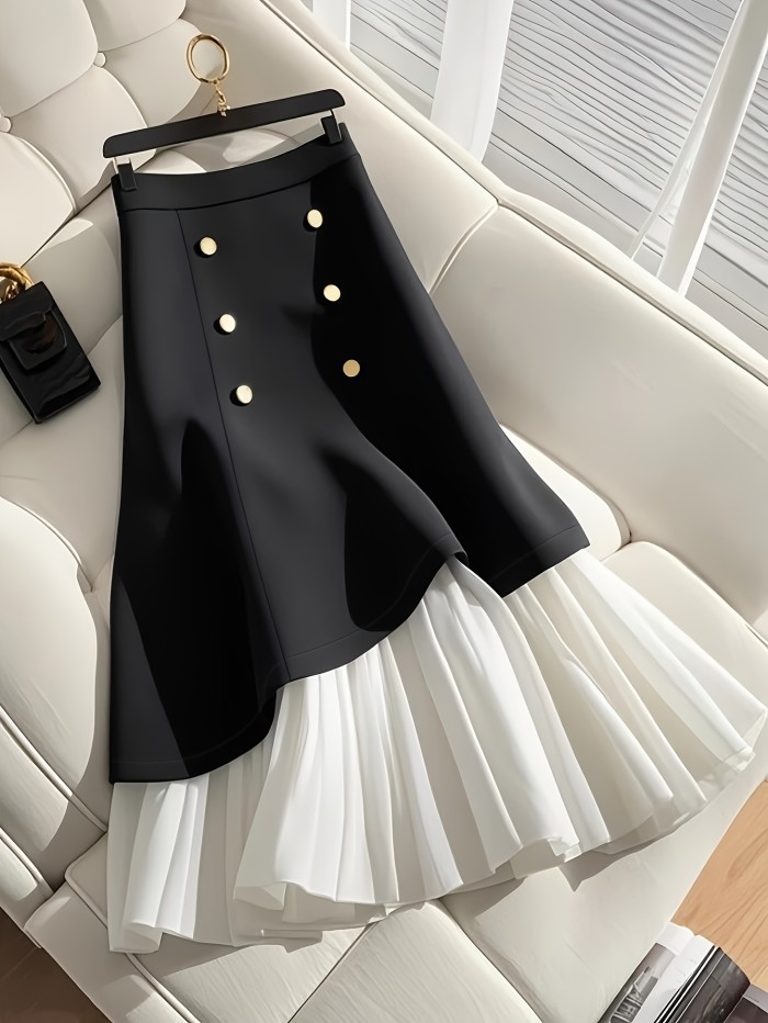 Women's Elegant High-Waisted Flared Skirt