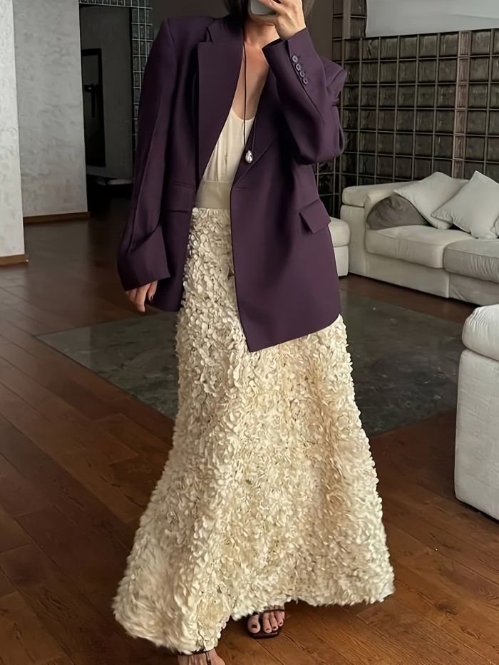 Women's Elegant Solid Color Long Dress, Fashionable and Stylish