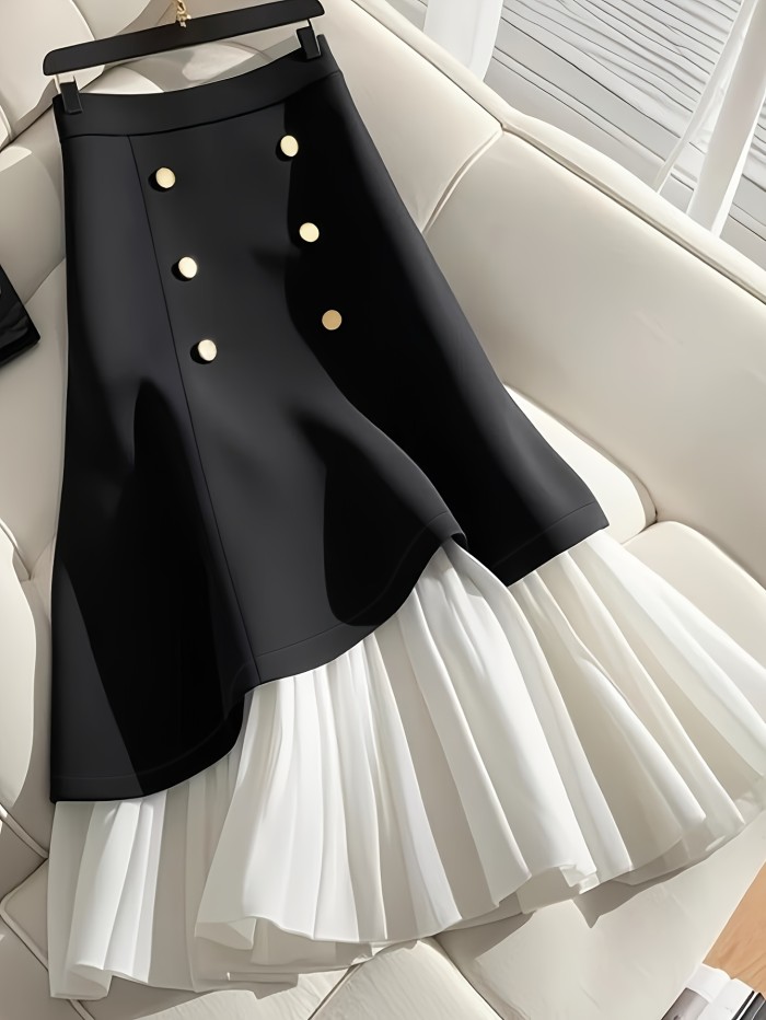 Women's Elegant High-Waisted Flared Skirt