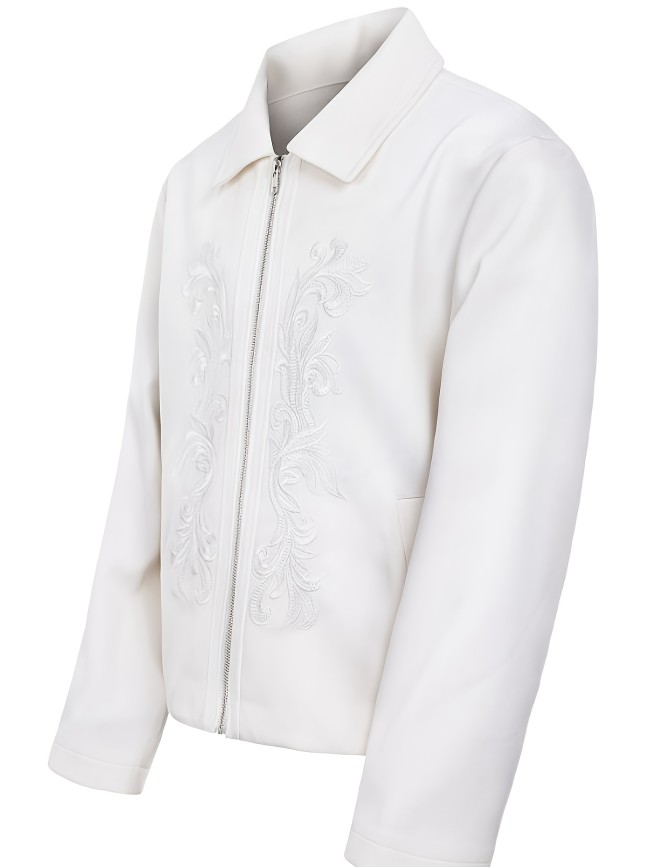 Men's Casual Formal White Lapel Collar Bomber Structured Coat Jacket