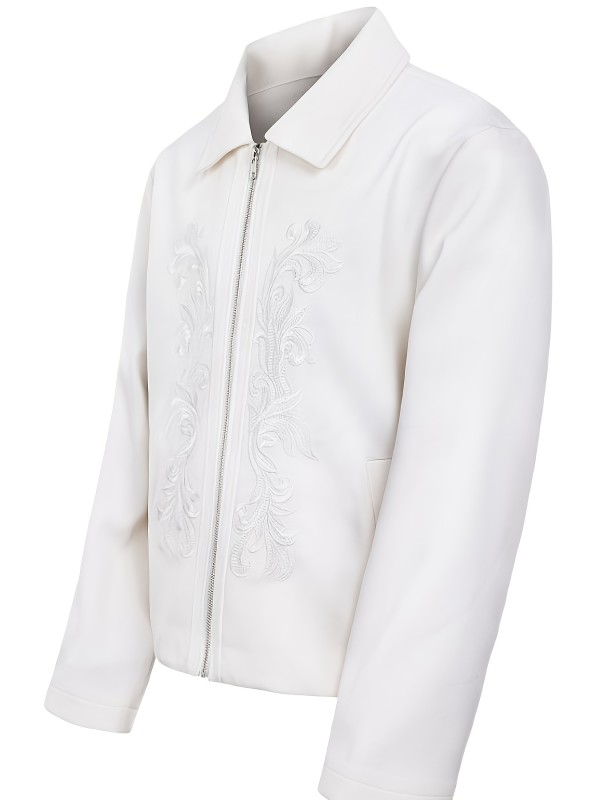 Men's Casual Formal White Lapel Collar Bomber Structured Coat Jacket