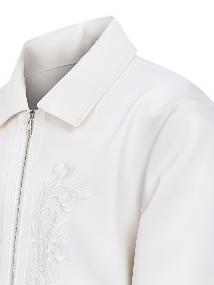 Men's Casual Formal White Lapel Collar Bomber Structured Coat Jacket