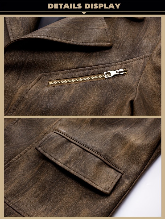 Men'S Vintage Motorcycle Formal Casual Coat Jacket