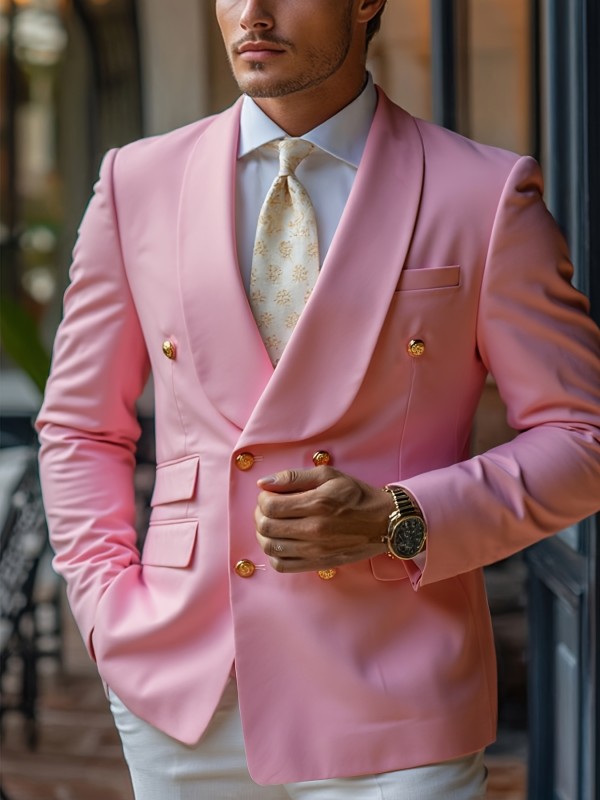 Stylish Blazer Stylish Black Polyester Blazer - Men's Double-Breasted, Notch Lapel, Long Sleeve | Business Casual Jacket, Party Wear