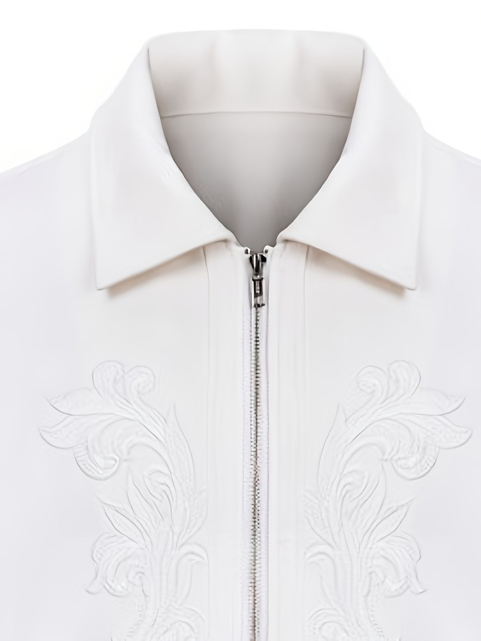 Men's Casual Formal White Lapel Collar Bomber Structured Coat Jacket