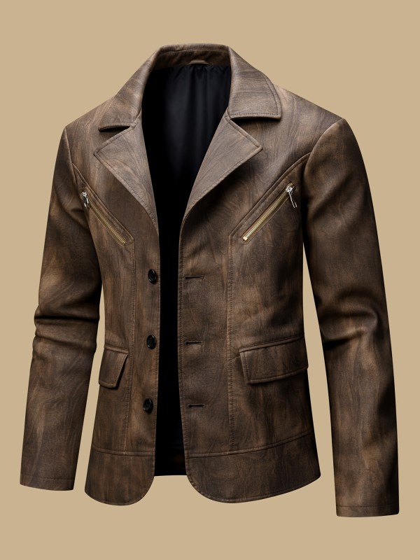 Men'S Vintage Motorcycle Formal Casual Coat Jacket