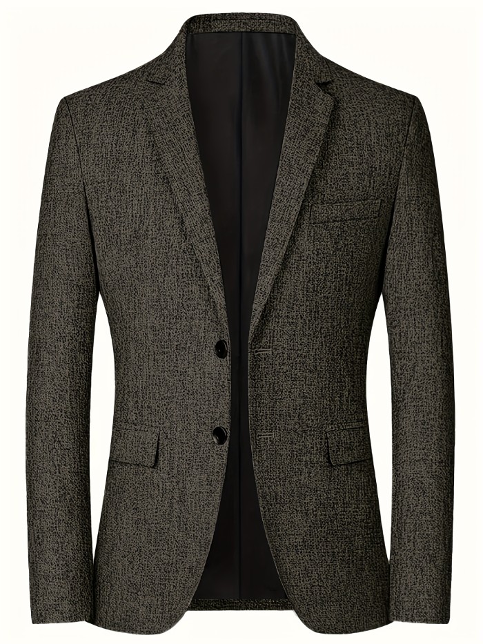 Men'S Plus Size Business Casual Blazer - Solid Color Notch Lapel Single-Breasted Jacket with Chest Pocket