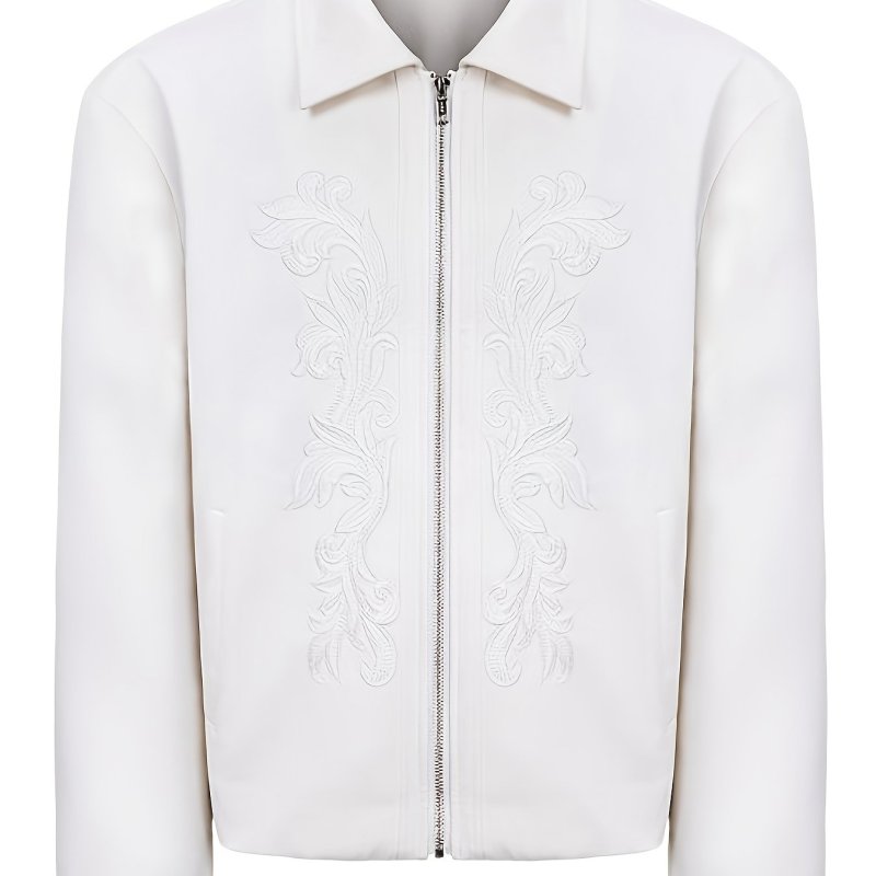 Men's Casual Formal White Lapel Collar Bomber Structured Coat Jacket