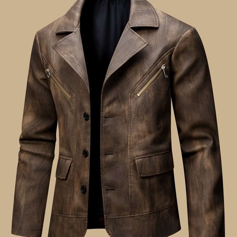 Men'S Vintage Motorcycle Formal Casual Coat Jacket