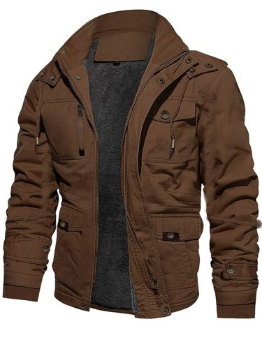 Men'S Thickened Warm Mid-Length Heavyweight Jacket with Detachable Hood