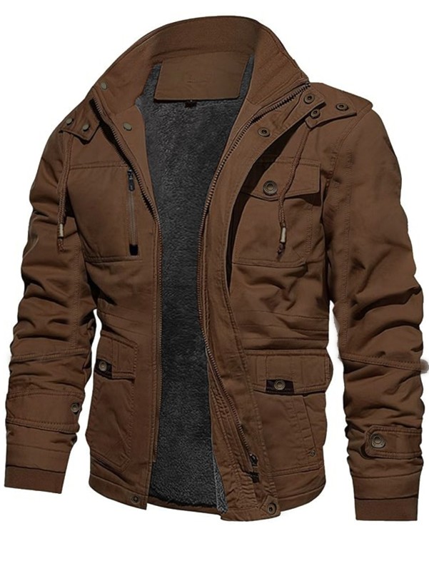 Men'S Thickened Warm Mid-Length Heavyweight Jacket with Detachable Hood