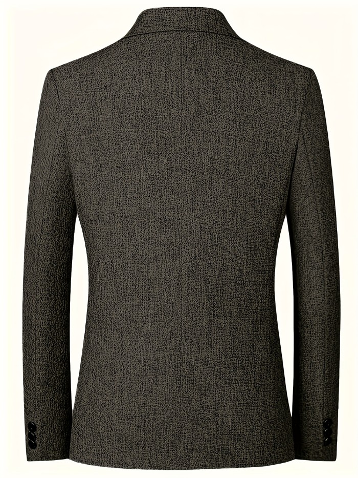 Men'S Plus Size Business Casual Blazer - Solid Color Notch Lapel Single-Breasted Jacket with Chest Pocket