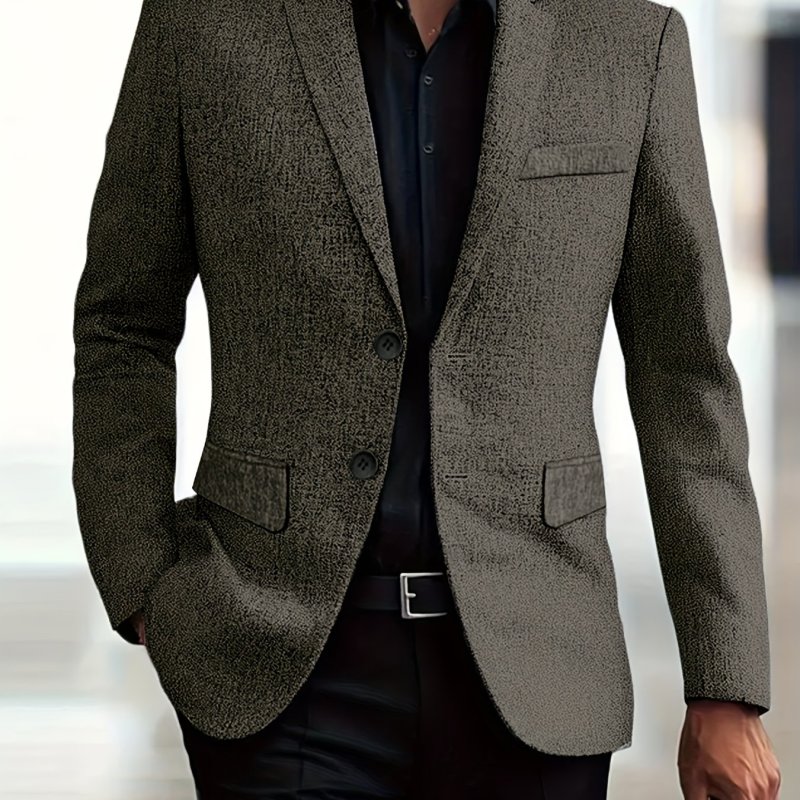 Men'S Plus Size Business Casual Blazer - Solid Color Notch Lapel Single-Breasted Jacket with Chest Pocket