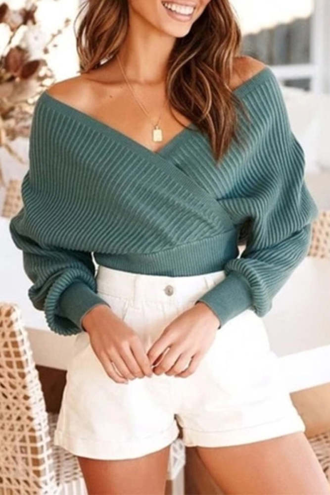 Fashion Print Patchwork V Neck Tops(3 Colors)