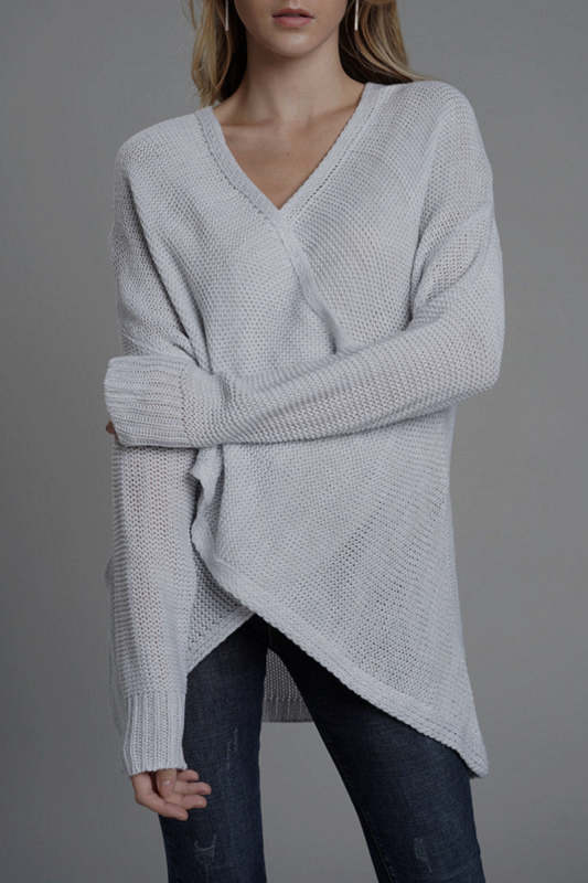 Casual Solid Patchwork V Neck Tops