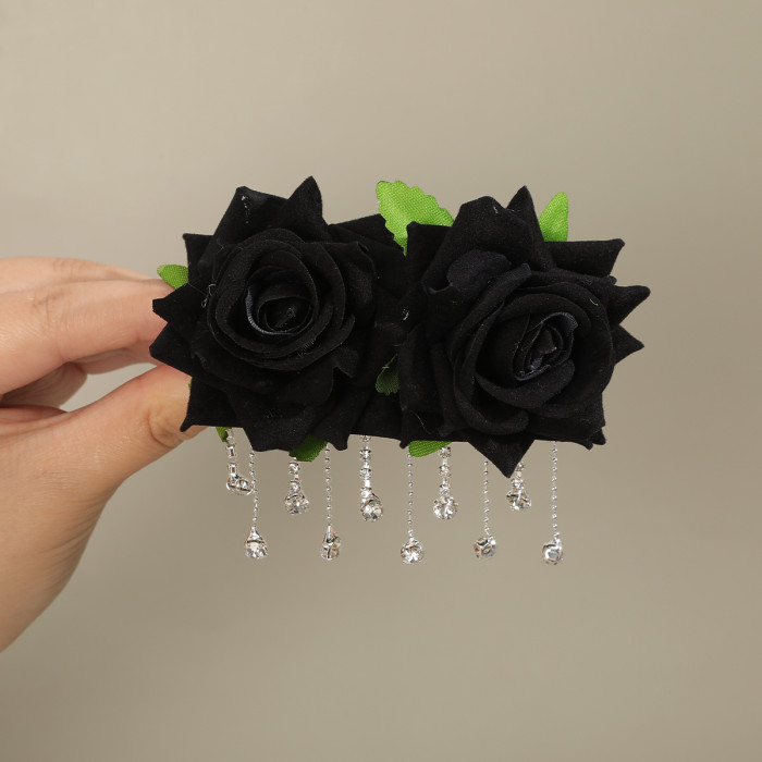 1pc\u002F New Brand Exquisite and Elegant 4.33inch Rose Spring Hair Clip, Adorned with Tassel Rhinestones, Multi Colored and Multifunctional, Perfect for Women's Hair Accessories Such As Parties, Weddings, and Other Important Occasions