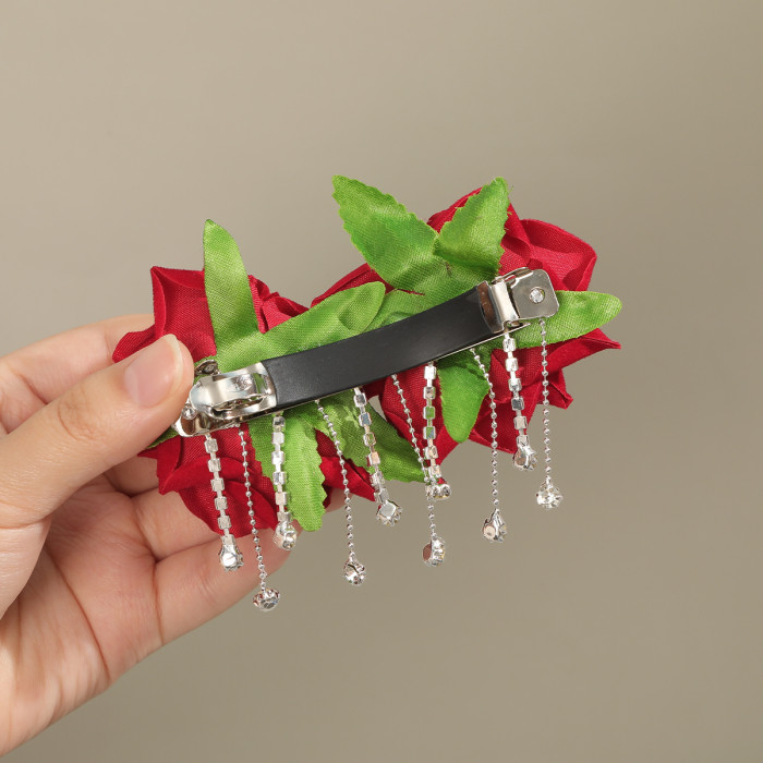 1pc\u002F New Brand Exquisite and Elegant 4.33inch Rose Spring Hair Clip, Adorned with Tassel Rhinestones, Multi Colored and Multifunctional, Perfect for Women's Hair Accessories Such As Parties, Weddings, and Other Important Occasions