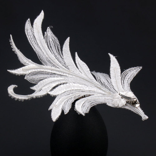 Elegant White Lace Hair Clip with Sequins - Perfect for Weddings & Formal Events, Versatile Hair Accessory for Women, Luxurious Beaded Edge Design, Wedding Hair Accessory|Lace Hair Clip|Decorative Beads, Hair Accessories for Women