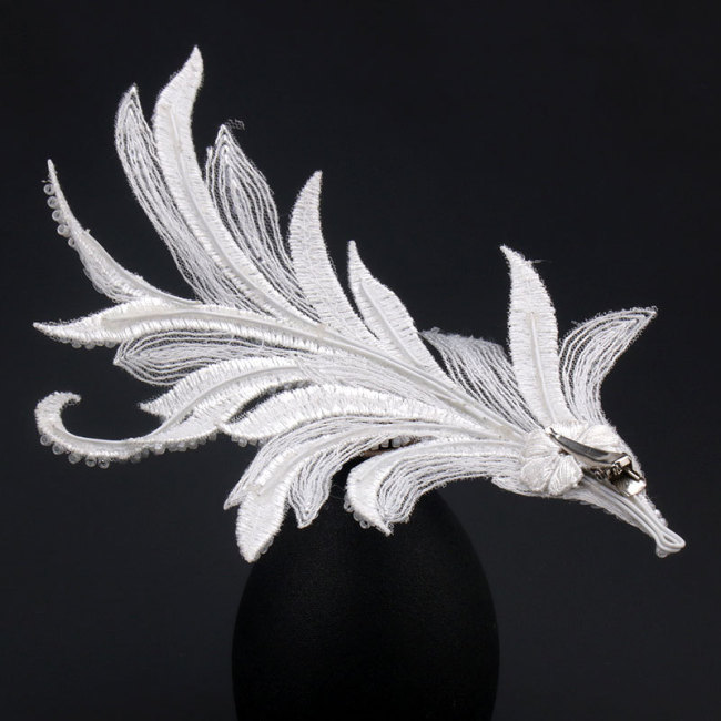 Elegant White Lace Hair Clip with Sequins - Perfect for Weddings & Formal Events, Versatile Hair Accessory for Women, Luxurious Beaded Edge Design, Wedding Hair Accessory|Lace Hair Clip|Decorative Beads, Hair Accessories for Women