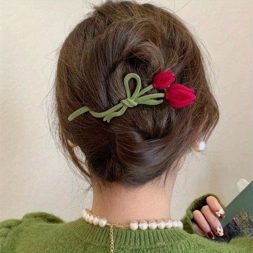 Tulip Flowers Design Hair Clip, Women's Fairy Pretty Hair Claw, Hair Accessories, Ideal Choice for Gifts, Special Occasion Hairpiece, Gift For Her, Elegant Hair Accessory, Floral Hair Clip, Wellcrafted Hair Clip, Soft Fabric Clip, Stylish Hair