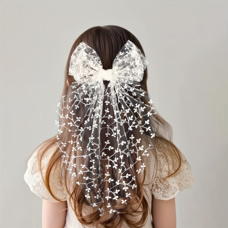 1pc Large Dovetail Lace Bow Hairpin - Elegant Wedding Hair Clip, Secure Hold for Updos, Bridal, Prom, Everyday - Vintage Floral Hair Accessories for Women & s, Wedding Hair Accessories, Formal Event Hairpiece, Princess Hairpin, Highquality Hairpiece, Decorative Hairpiece