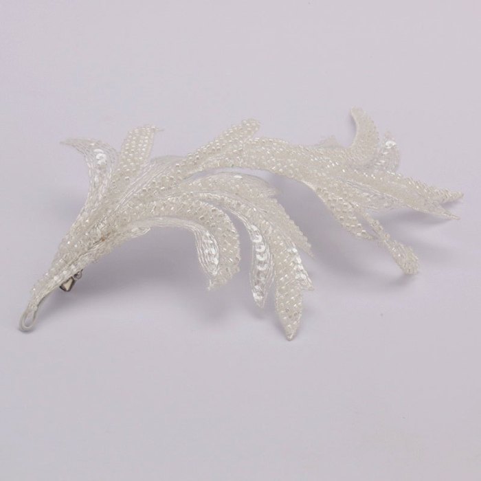 Elegant White Lace Hair Clip with Sequins - Perfect for Weddings & Formal Events, Versatile Hair Accessory for Women, Luxurious Beaded Edge Design, Wedding Hair Accessory|Lace Hair Clip|Decorative Beads, Hair Accessories for Women
