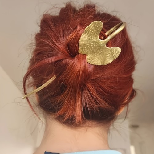 Elegant Ginkgo Leaf Shaped Women'S Hairpin - Vintage Bohemian Style, Alloy, Perfect for Holiday Parties & Casual Attire, Single Piece, Hair Accessories