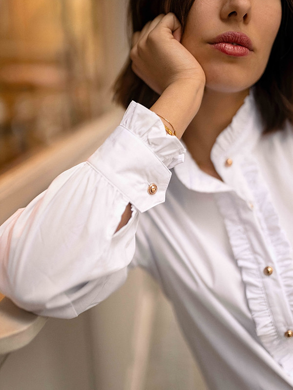 Ruffled Split-Joint Long Sleeves Round-neck Blouses&shirts Tops