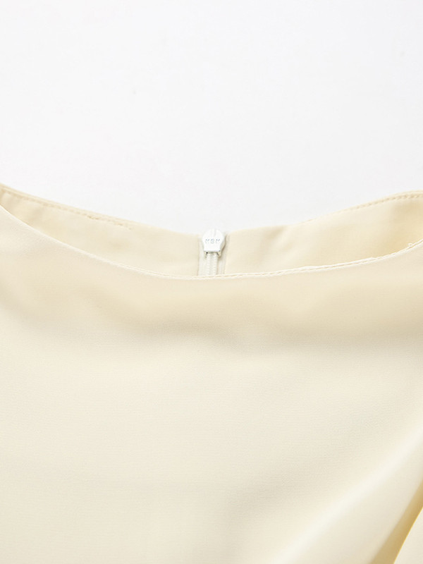 Solid Color Twist Flared Sleeves Long Sleeves Half Turtleneck Blouses&Shirts Tops