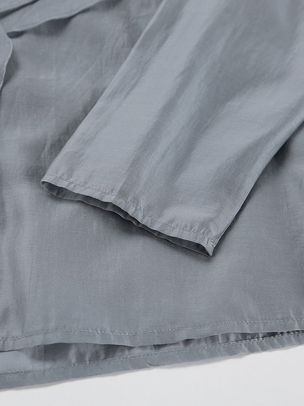 Backless Ruffled Solid Color Long Sleeves V-Neck Blouses&Shirts Tops