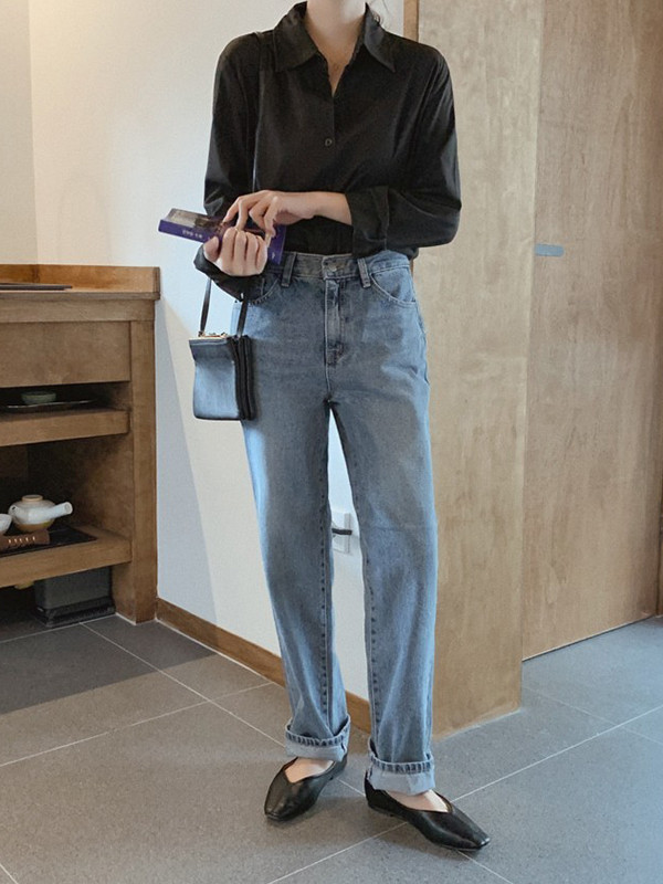 Buttoned Comfort Solid Color Long Sleeves Plus Size Lapel Blouses&Shirts Tops