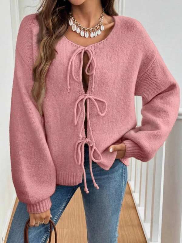 Tie-Front Long Sleeve Cardigan