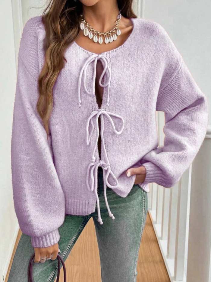 Tie-Front Long Sleeve Cardigan