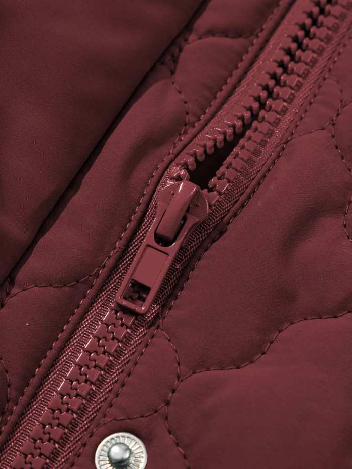 Quilted Snap Down Zip Up Vest Coat