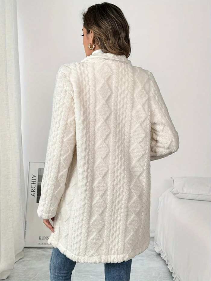 Fleece Double-Breasted Longline Coat
